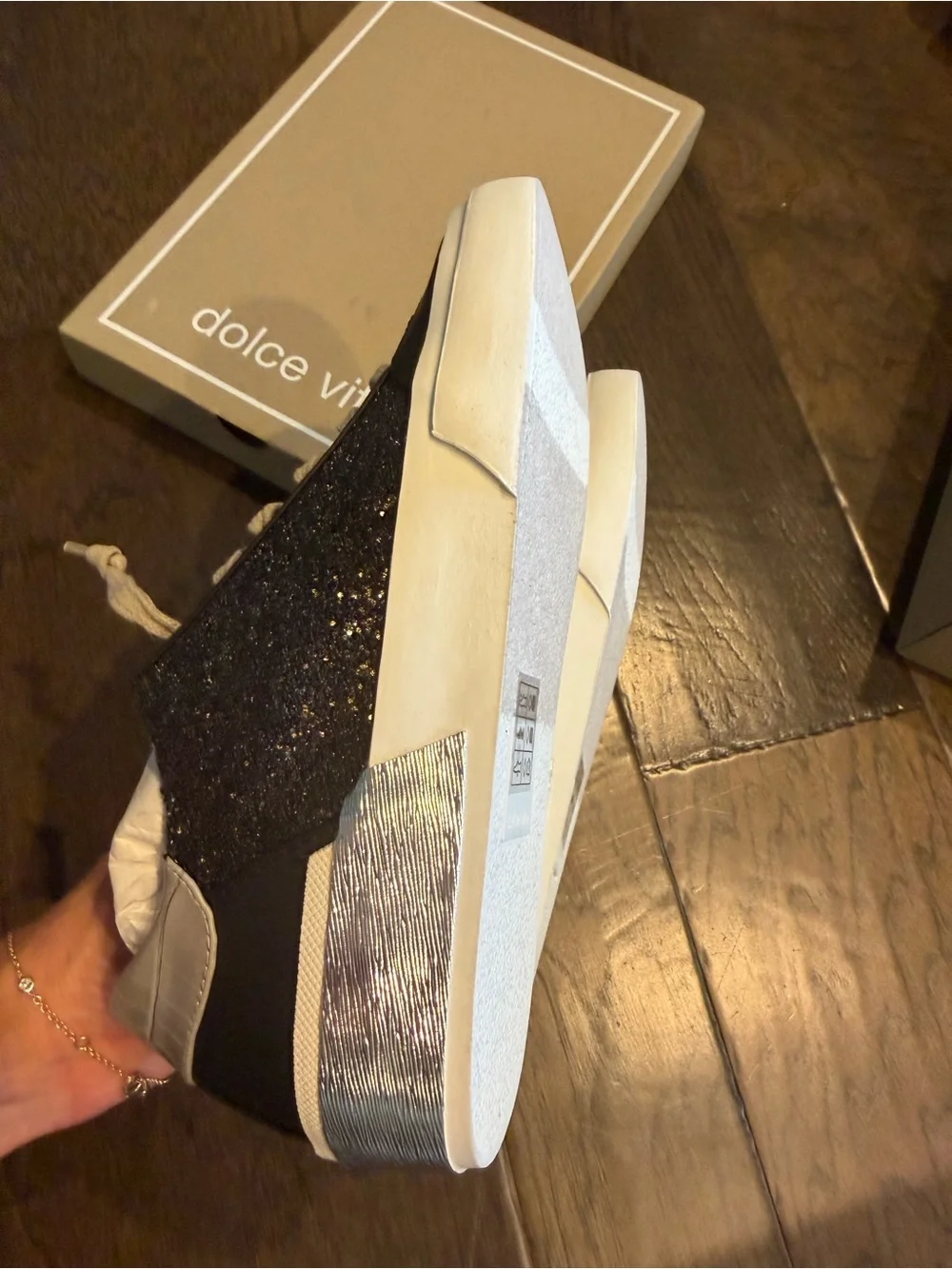 Dolce Vita Black Glitter Low-Top Sneaker
